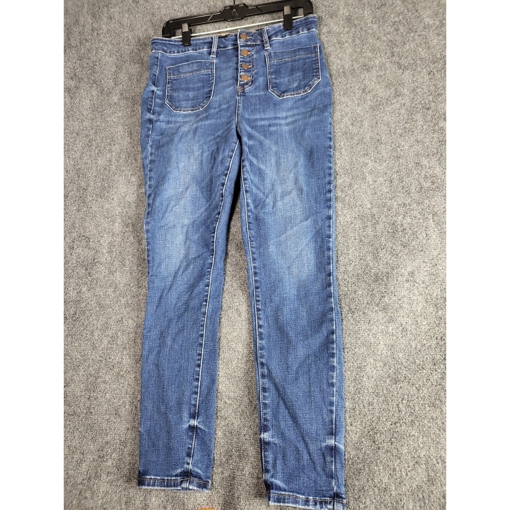 Judy Blue Skinny Jeans High Rise Button Fly Front Pockets Denim Blue Women Sz 27
